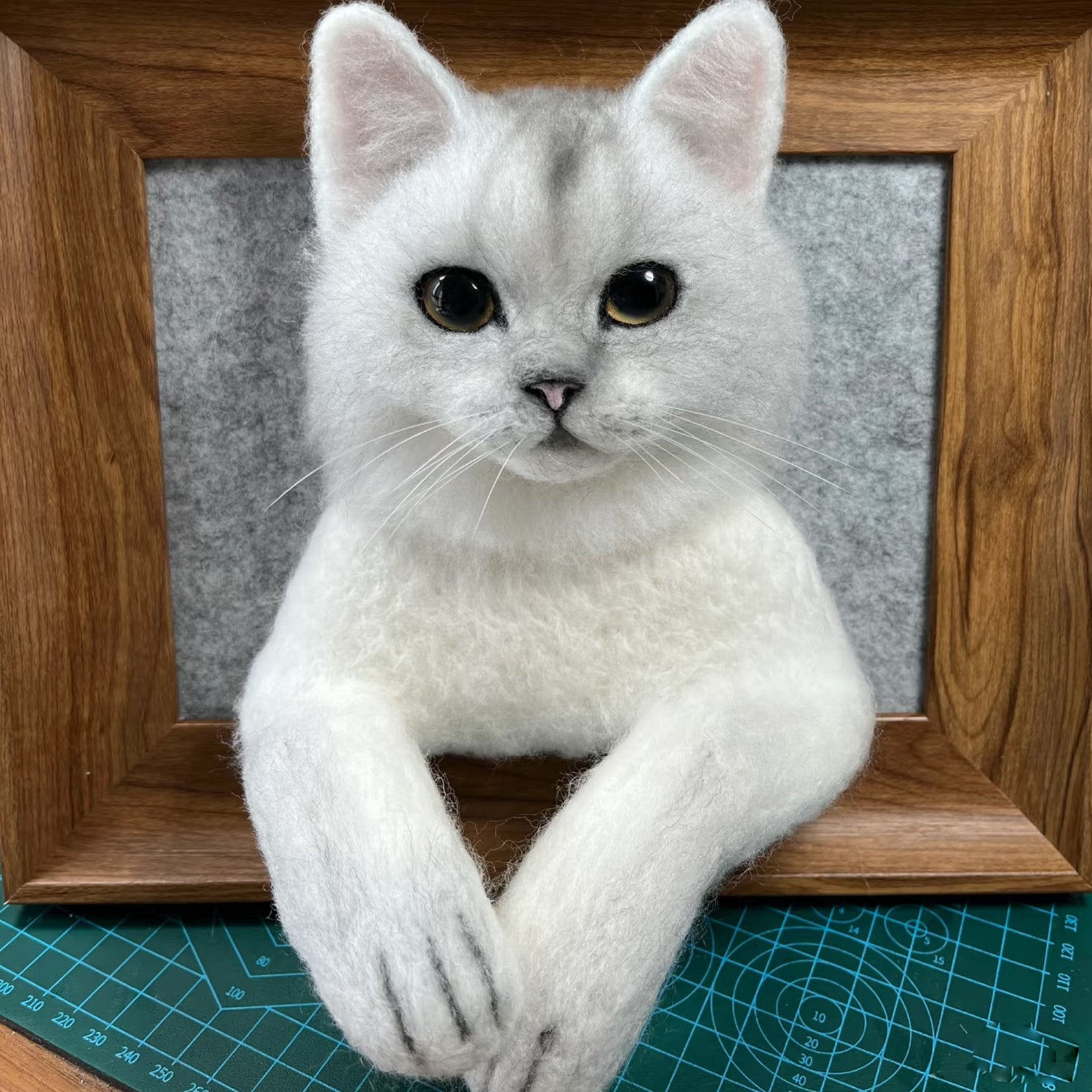 Custom Needle Felt 3D Pet Portrait | Cat Half Body | Short Hair