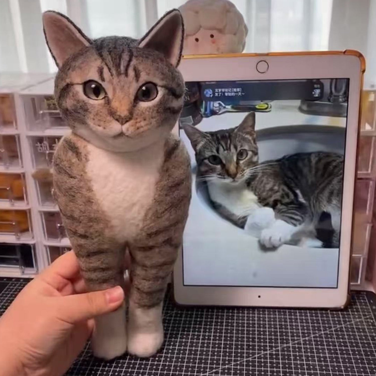 Custom Needle Felt 3D Pet Portrait | Cat Half Body | Short Hair