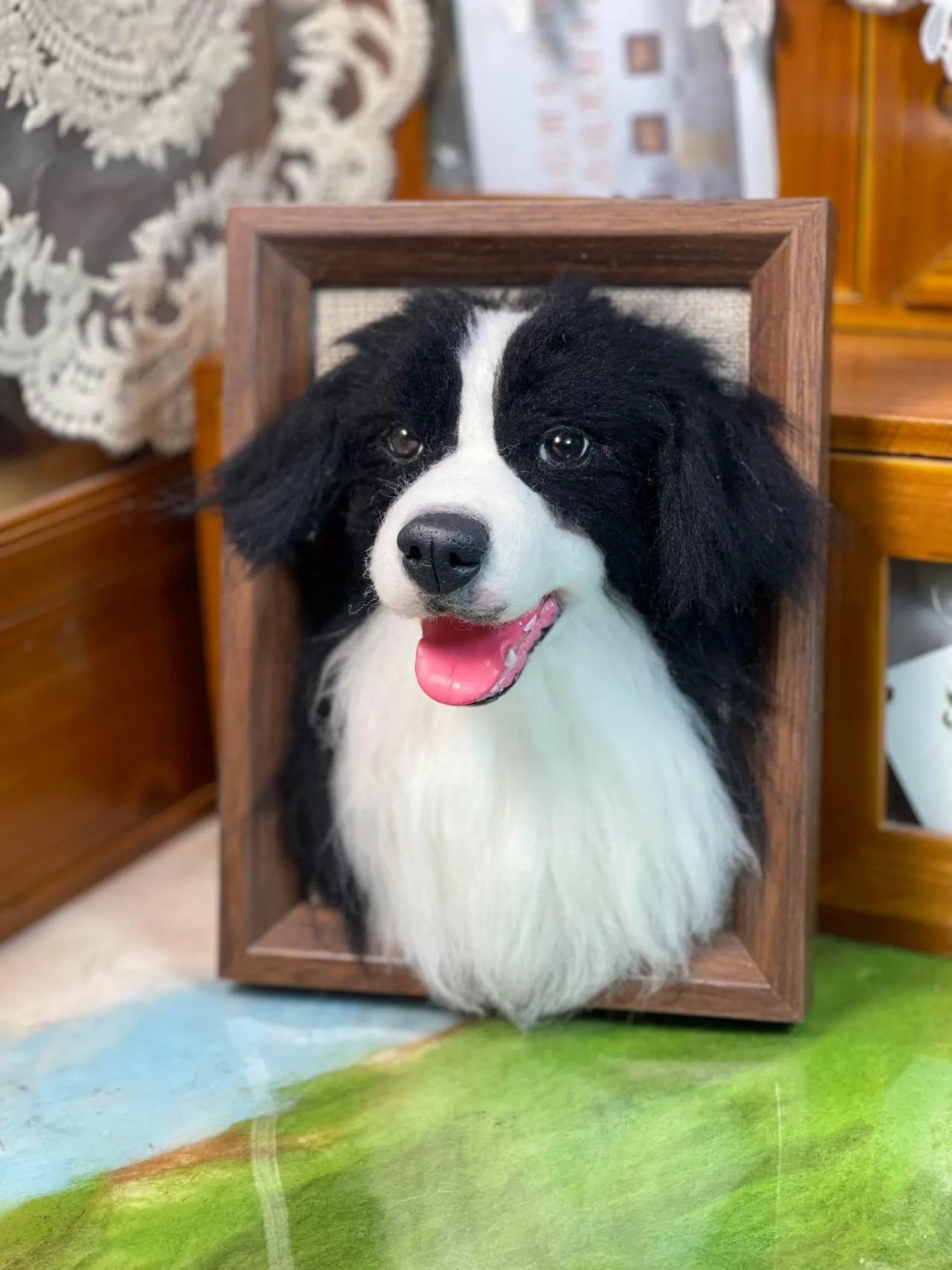Custom Needle Felt 3D Pet Portrait | Dog Head | Long Hair