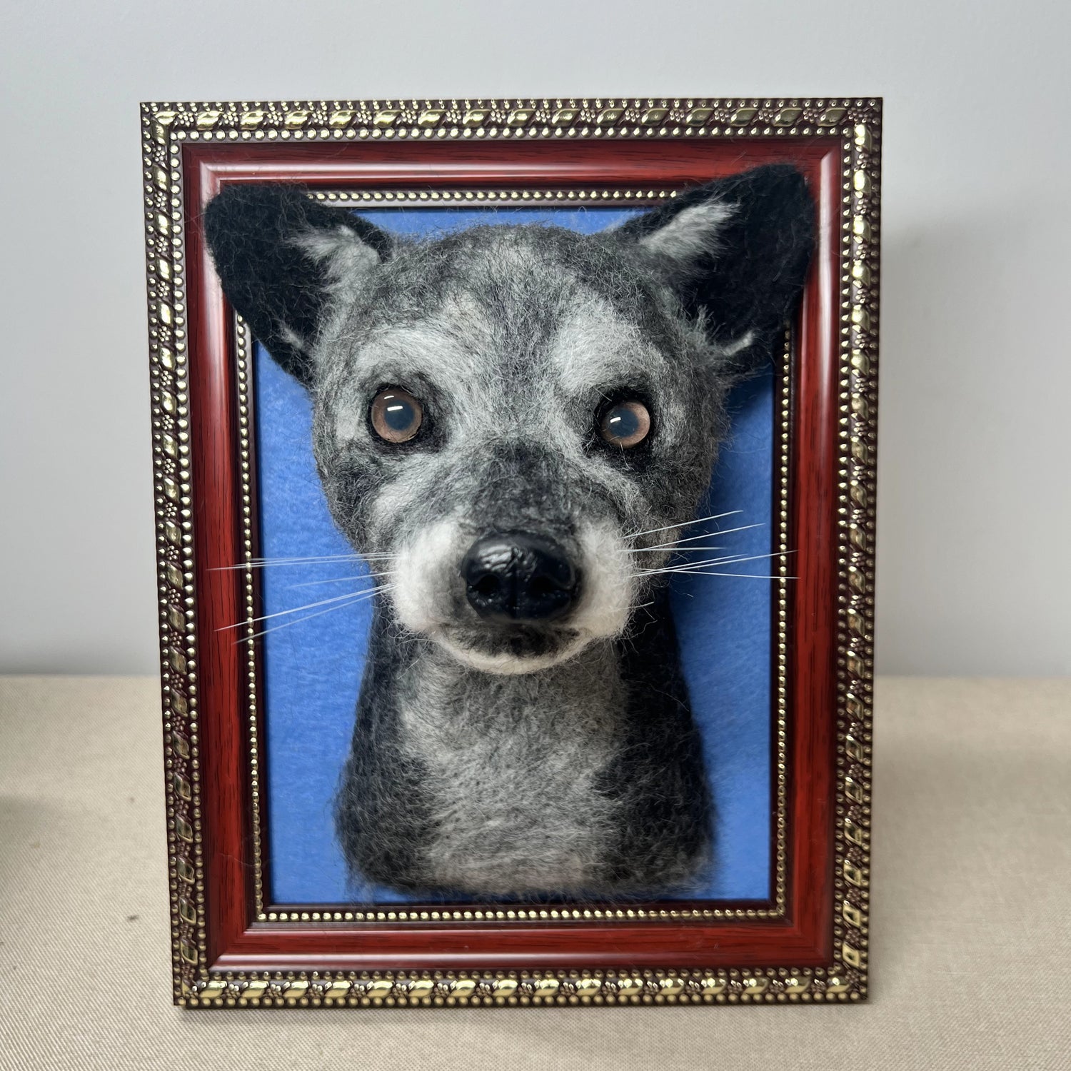 Custom Needle Felt 3D Pet Portrait | Dog Head With Chest | Short Hair