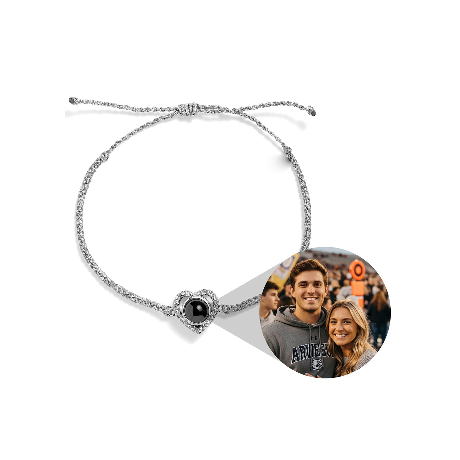 Personalized Pavé Heart Photo Bracelet