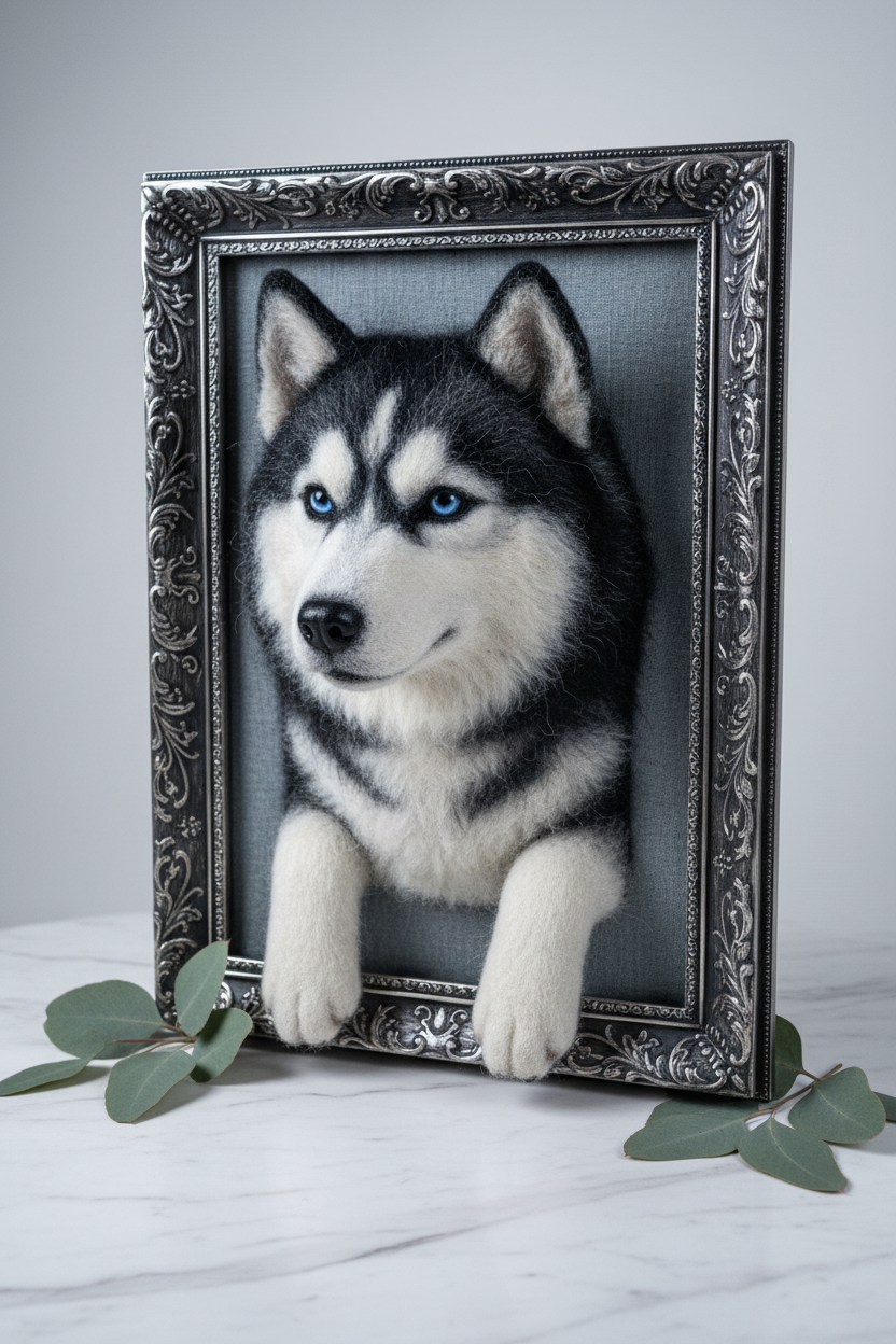 Husky Needle Felting Portrait