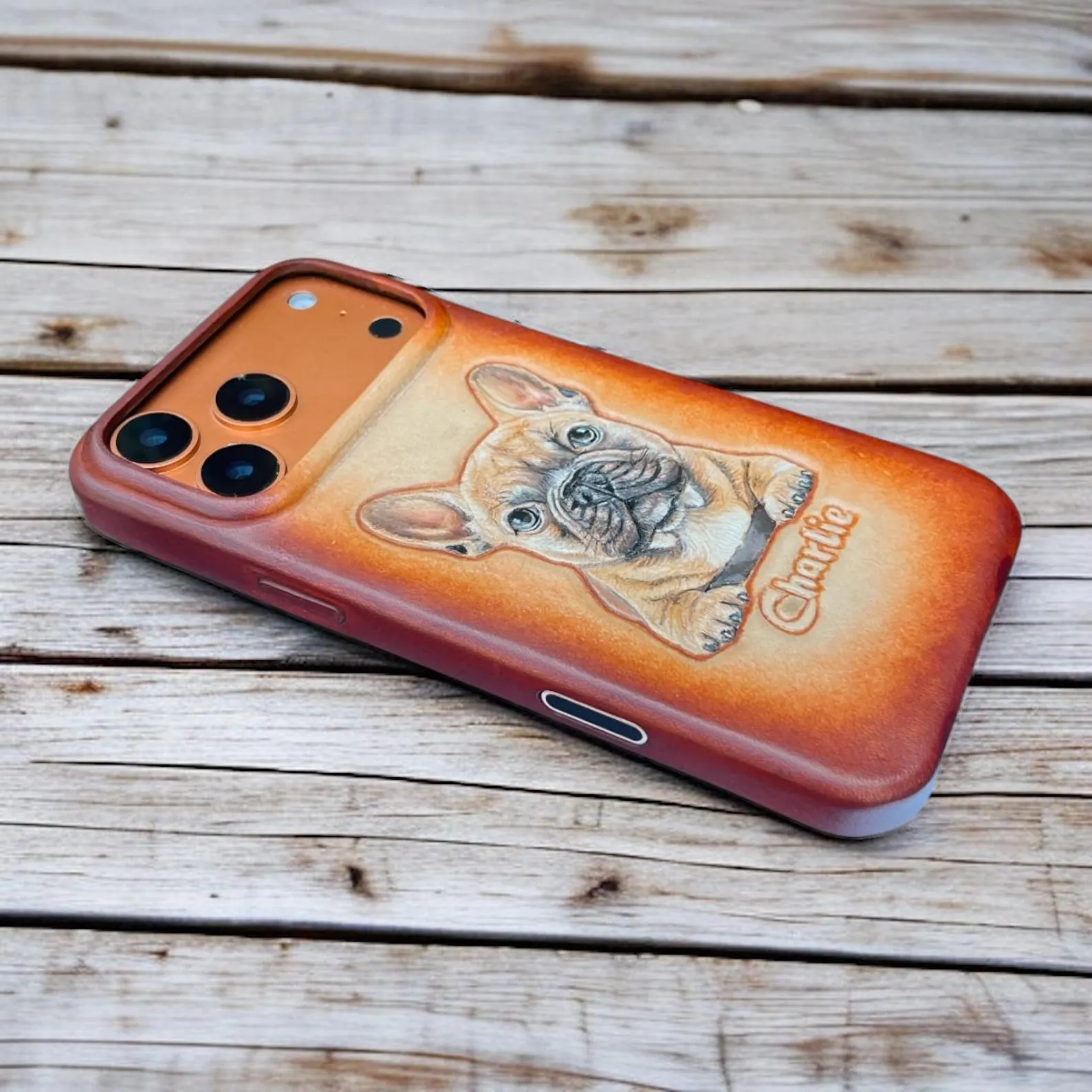 Custom Engraved Animal Leather iPhone Case | Pet Portrait Phone Case | Dog Head