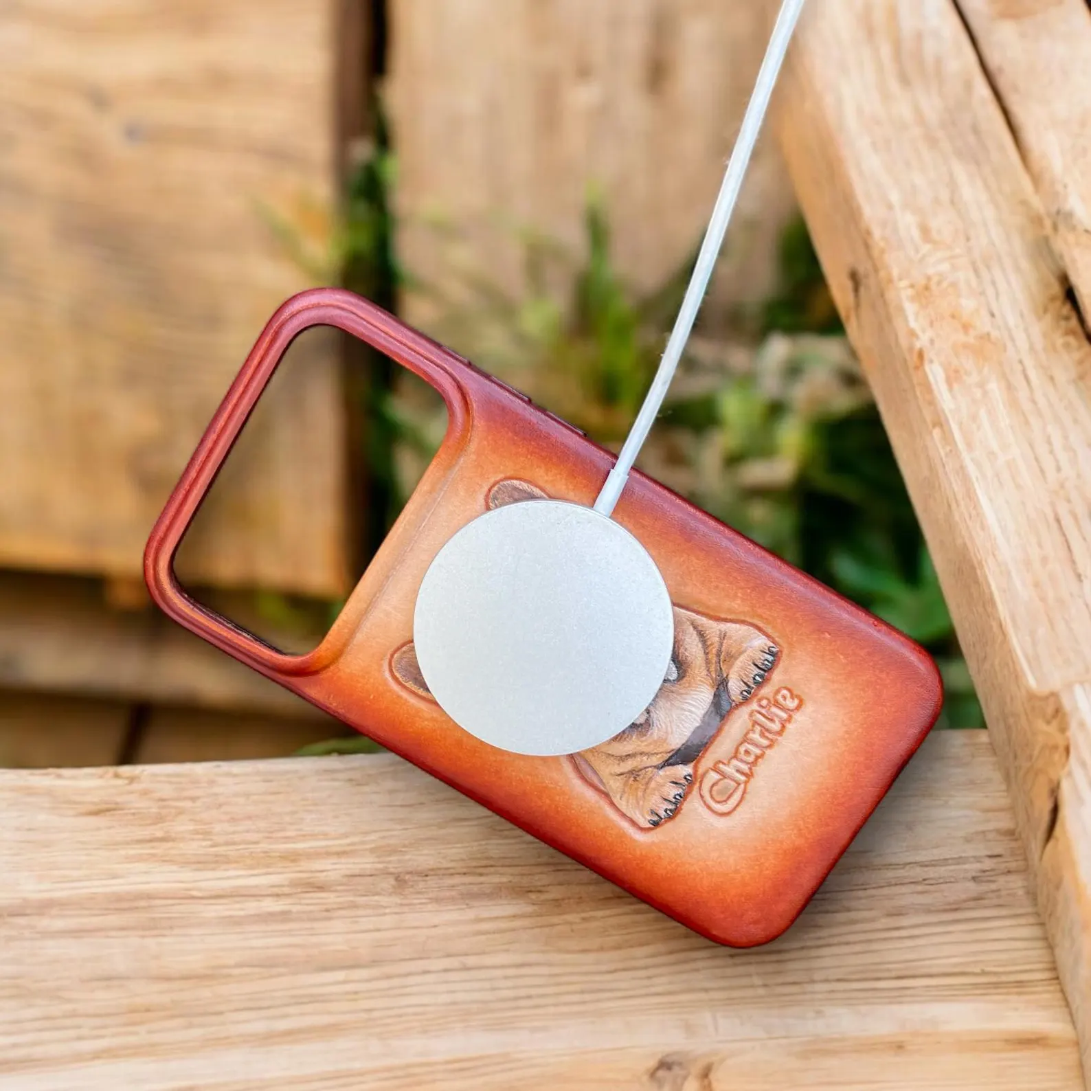 Custom Engraved Animal Leather iPhone Case | Pet Portrait Phone Case | Dog Head